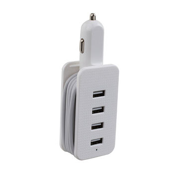 Adaptateur allume-cigare 4 USB blanc