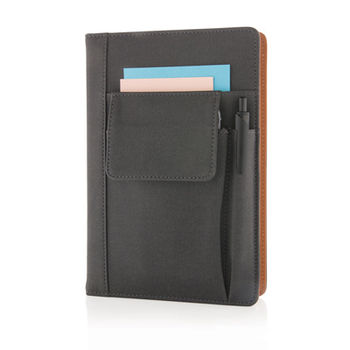 Carnet de notes avec pochette pour téléphone, noir